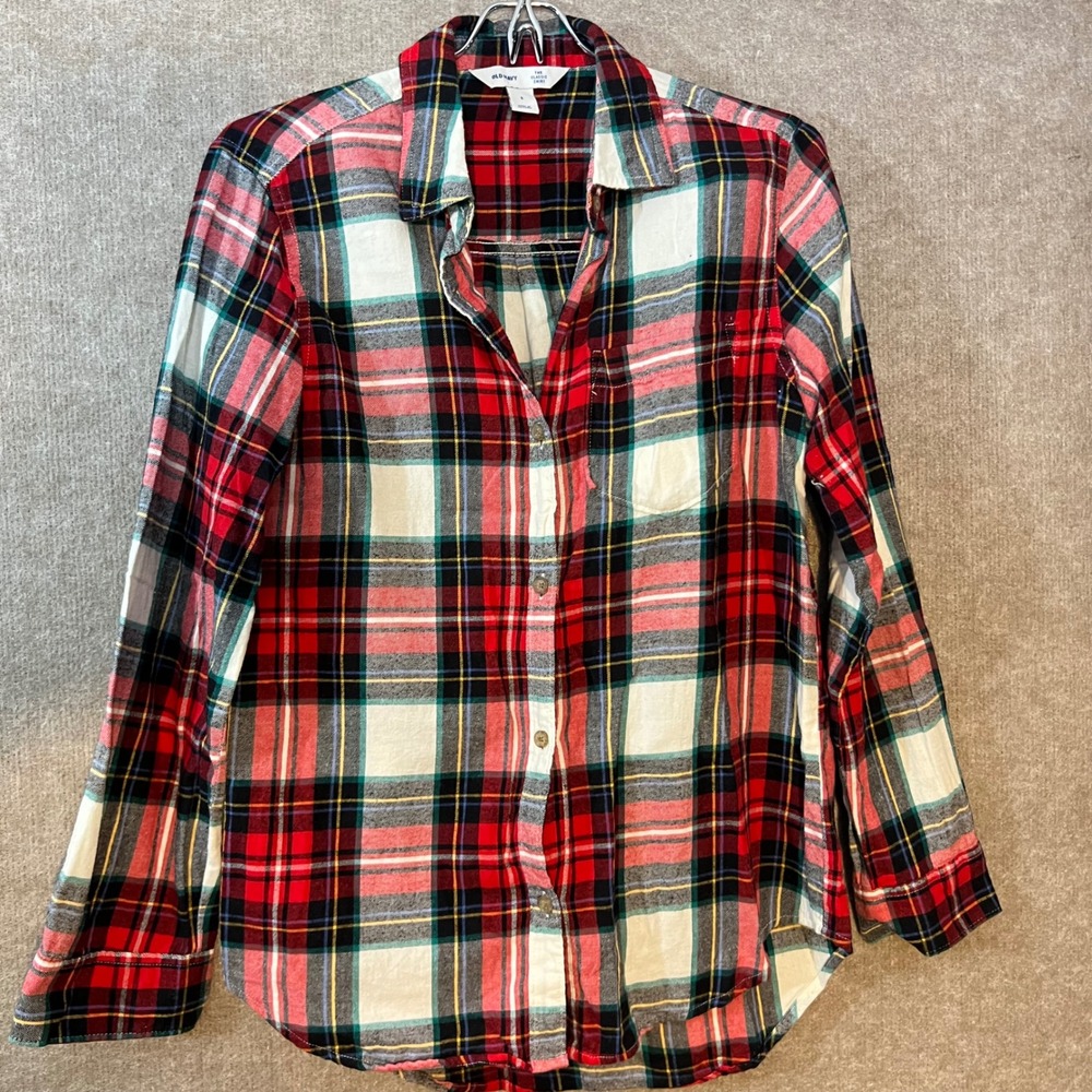 Old Navy The Classic Shirt Women S Red Plaid Flannel Button Up Preppy